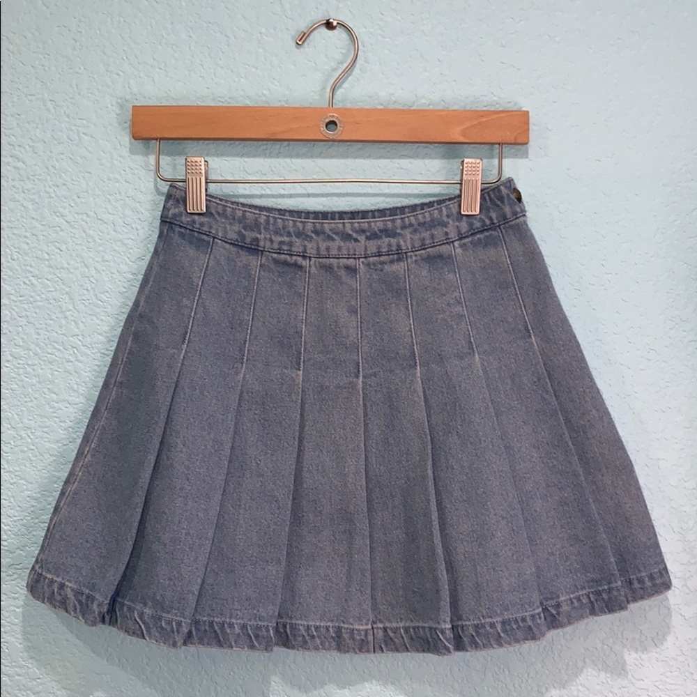 Jean pleated mini skirt